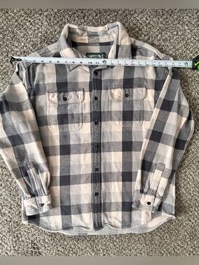 American Eagle Outfitters Beige & Charcoal Buffalo Plaid Shirt Jacket